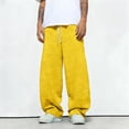 thumbnail image 6 of Mens Baggy Sweatpants Wide Leg Premium Lightweight Drawstring Pants Breathable Cotton Lounge Joggers with Pockets Yellow 3XL, 6 of 6