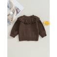 thumbnail image 4 of Wassery Baby Girls Knit Cardigan Sweater Long Sleeve Doll Collar Button Knitted Cardigan 3M 6M 12M 18M 24M Infant Fall Winter Loose Fit Crochet Knitwear Outerwear, 4 of 8