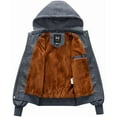 thumbnail image 3 of KVE Boy's Faux Leather Jacket Windproof Fleece Lined Warm Winter Coat Kids Bomber Outerwear PU Motorcycle Hooded Jacket Dark Grey 4-5, 3 of 9