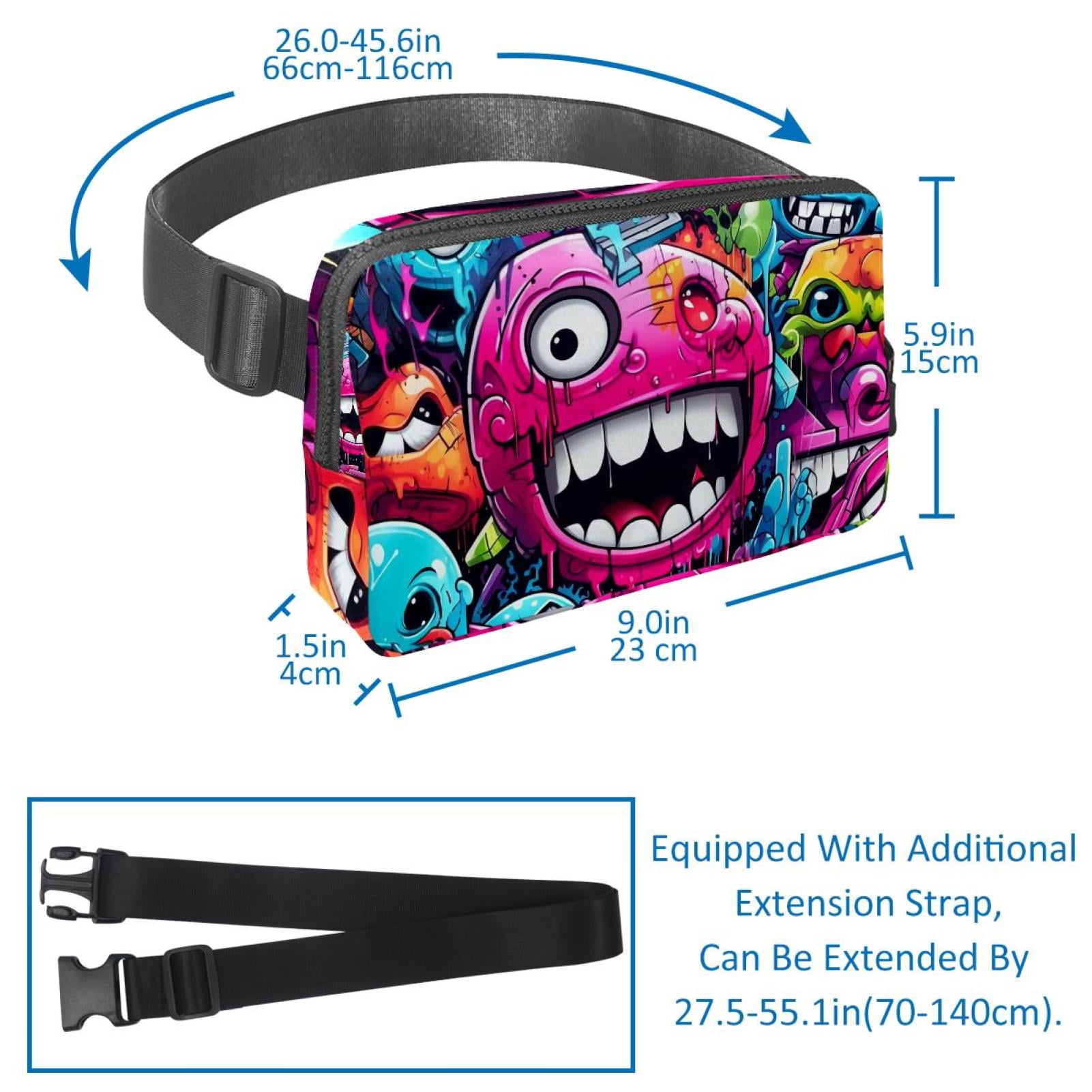 Graffiti Lightweight Adjustable Waist Bag with Extension Strap - Unisex Sling Bag for Travel and Outdoor Activities