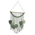 thumbnail image 4 of Tapiz de hojas para colgar en la pared, tapiz bohemio con borlas, hermoso tapiz moderno hecho a mano. Verde, 4 of 9