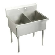 Elkay Wnsf82422 Weldbilt Stainless Steel 45" Floor Mount Double Bowl Food Service Scullery