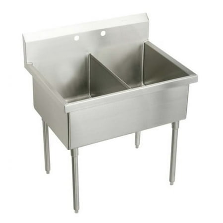 Elkay Wnsf82422 Weldbilt Stainless Steel 45" Floor Mount Double Bowl Food Service Scullery