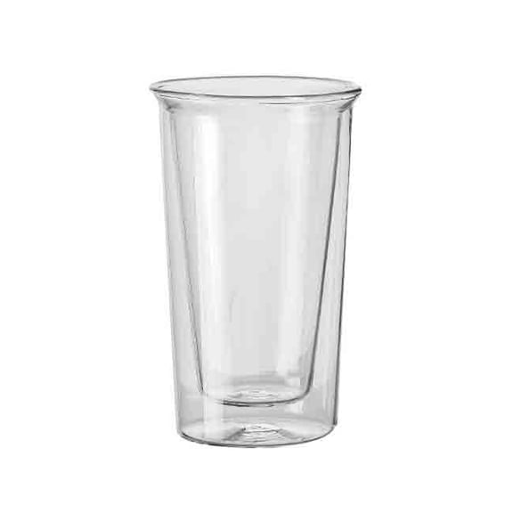 Double Wall Stemless Drinking Glass for Hot and Cold Drinks, Clear Borosilicate Glass Coffee Cups