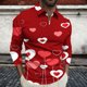 thumbnail image 1 of Blusa y camisa de manga larga con cuello vuelto para hombre, jersey de solapa con cremallera de manga larga, blusa informal con estampado de San Valentín para hombre, blusa de poliéster, 1 of 5