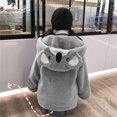 thumbnail image 3 of Warm Winter Plush Zip Hoodie with Cute 3D Cartoon Toy Koala Hat for Girl Women Gray Thick Bear Ears Loose Sweatshirt (Koala,M), 3 of 6