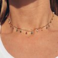 thumbnail image 2 of Bohemian Lovely Colorful Stone Chain Necklace For Women Gold Single-Layered Chain Chockers Party Jewelry, Gold, 2 of 9