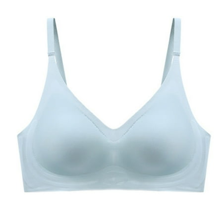 Push up Bra Women Full-Coverage Bra Feature V-Neck Sport Bra Style W-1455 Blue XL