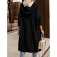 thumbnail image 3 of Long Sleeved Fall Winter Women Casual Hooded Knit Coat Loose Long Cardigan with Pocket, 3 of 5