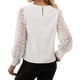 thumbnail image 3 of Guardurnaity Camisa de cuello para mujer, Tops de estilo informal de Color sólido para acampar, ropa de ceremonia para banquete de boda, ropa Prendas para la parte del cuerpo Blanco S, 3 of 6