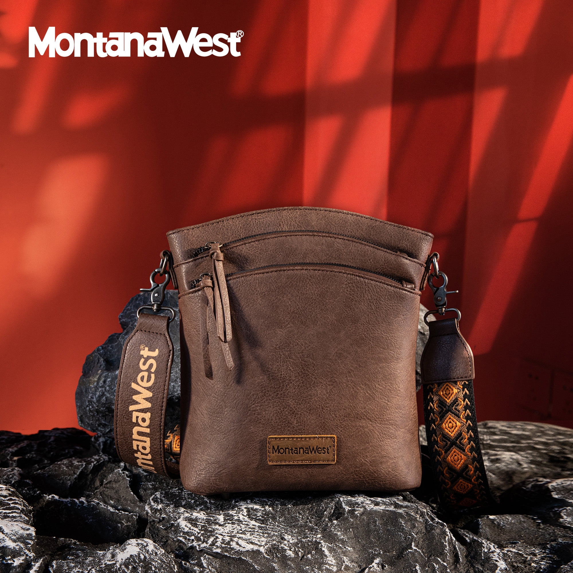 Montana West Crossbody Purses and Handbags for Women Double Compartments Cross Body Bag with Adjustable Strap, Coffee