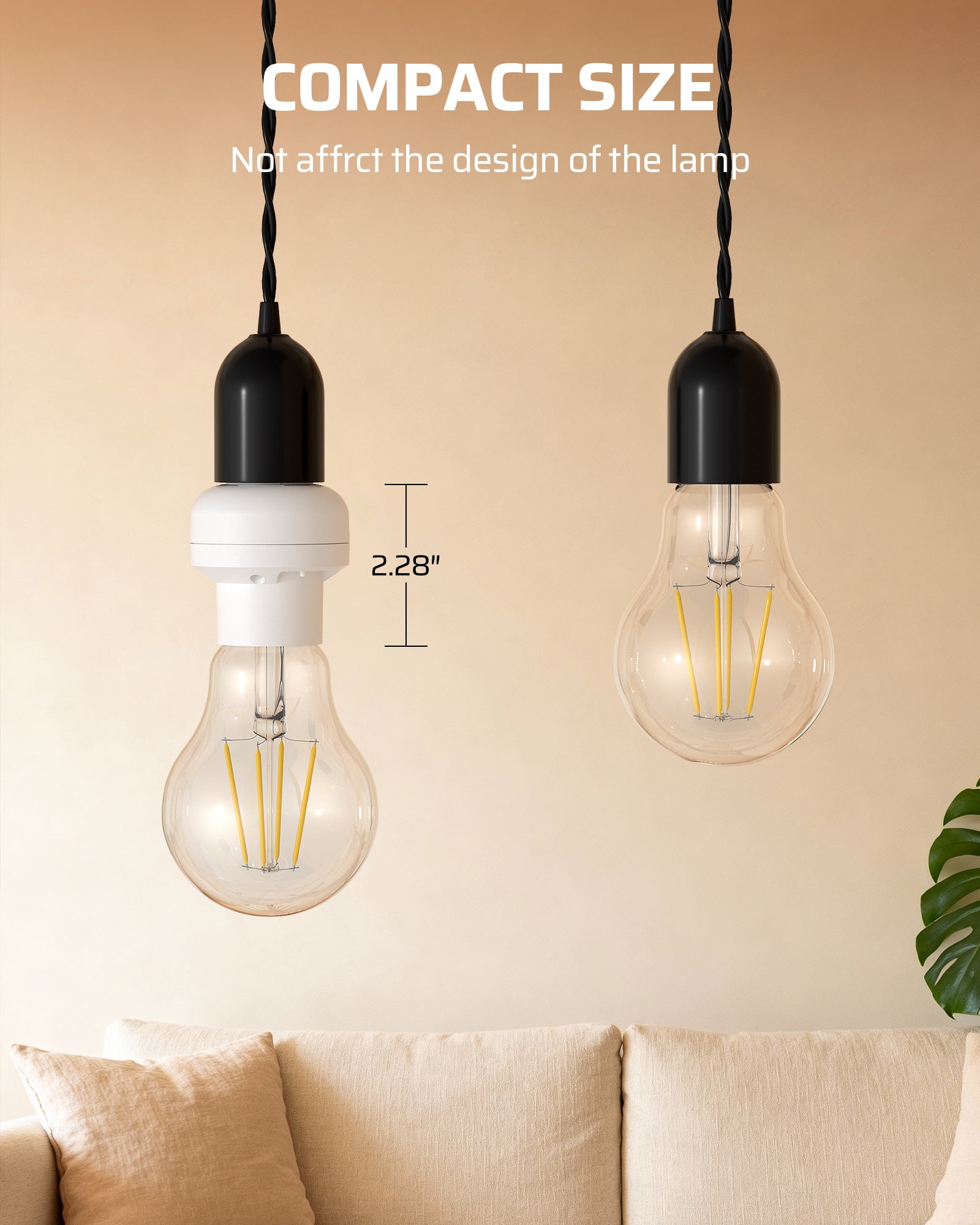 DEWENWILS Remote Control Lamp Bulb Socket E26 E27 Bulb Base for Festival Pull Chain Light Fixture, No Wiring, ETL Listed