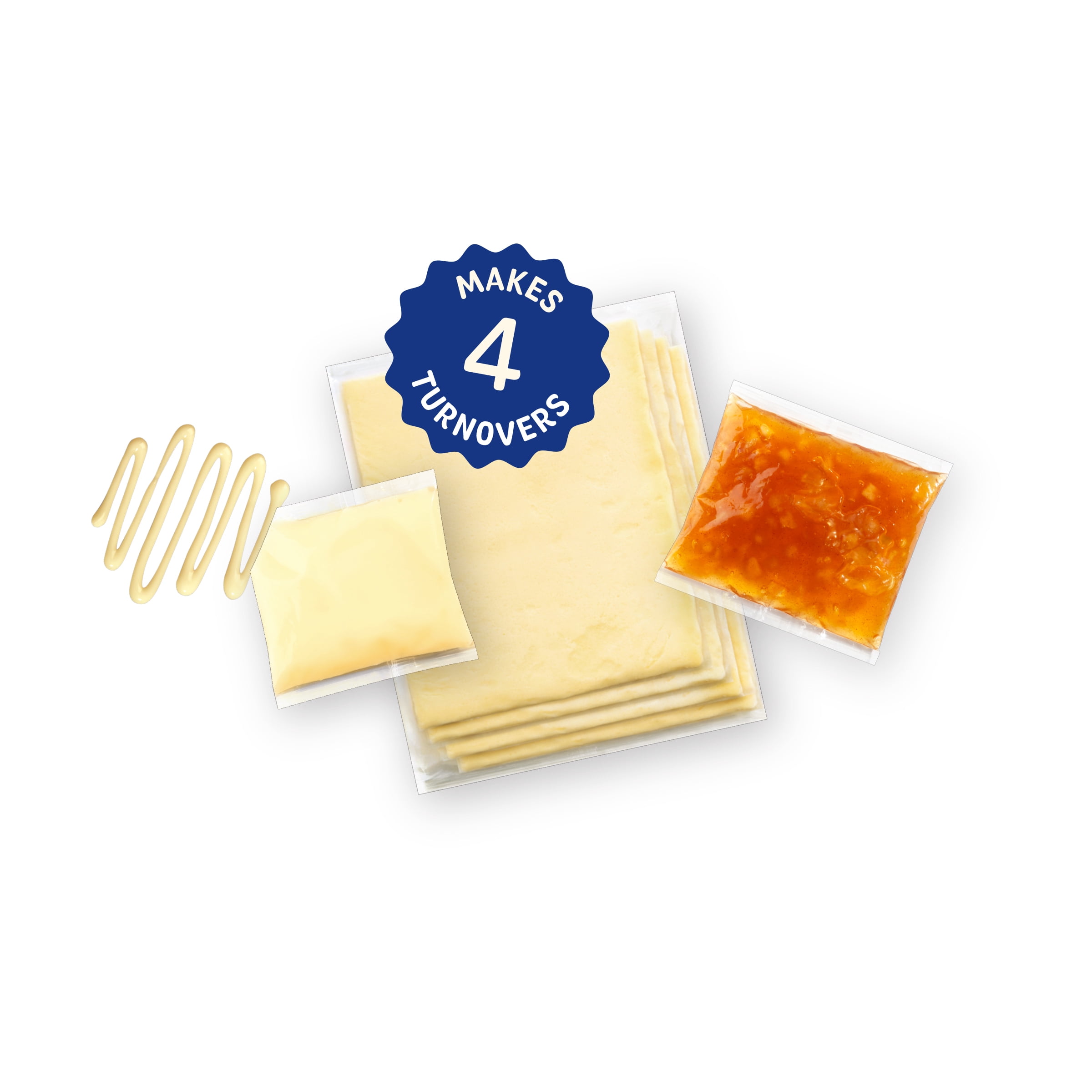 Jus-Rol Puff Pastry Turnover Kit, Apple, 15.45 oz, Makes 4 Turnovers – Refrigerated Flaky and Layered Pastry Kit with Filling and Icing