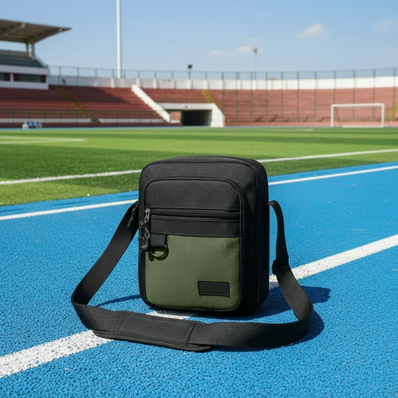 Men's Shoulder Bag Nylon Large Capacity Messenger Bag Crossbody Purse Waterproof Lightweight for Travel Work Outdoor (Green)