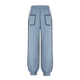 thumbnail image 7 of SEAOPEN Womens High Waisted Drawstring Waist Wide Leg Sweatpants with Pockets Casual Loose Pants Light Blue L, 7 of 7