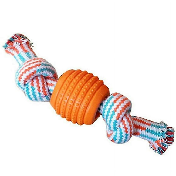 1pc Bite Resistant Dog Rope Toy Pet Interactive Knot Design Dog Chew Ropeorange