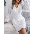 thumbnail image 3 of Womens Fall Winter Mini Dress Ribbed Knit Sweater Dress Casual Long Sleeve Sexy V Neck Bodycon Short Dress, 3 of 5