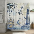 thumbnail image 6 of Nautical Shower Curtain, 3D Ocean Sailboat Lighthouse Anchor Shower Curtain Decorative, with 12 Hooks Waterproof Washable 72x72 in, 6 of 6
