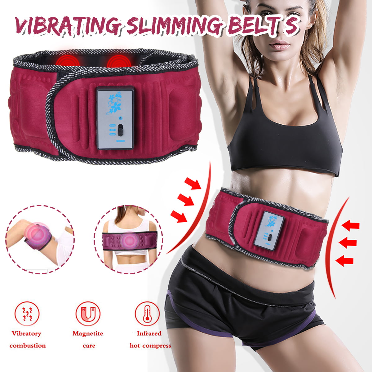 110-220V 7.5W Electric Vibration Body Slimming Belt Waist Massage Weight  Loss Heating - Walmart.com