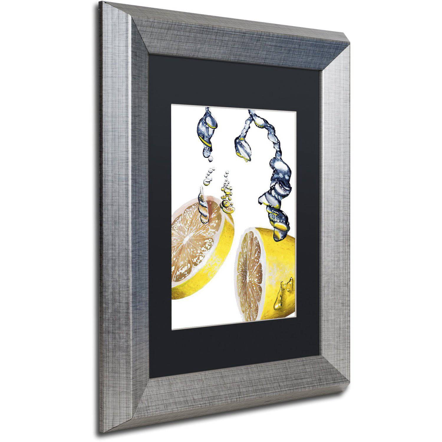 Trademark Fine Art "Lemon Splash II" Canvas Art by Roderick Stevens Black Matte, Silver Frame