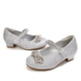 thumbnail image 2 of Bocca Little Girls' Shoes Slip-Resistant Mary Janes, 1IN Low Heel, Kitten Heel, Closed Toe Silver, 13 Little Kid, 2 of 7