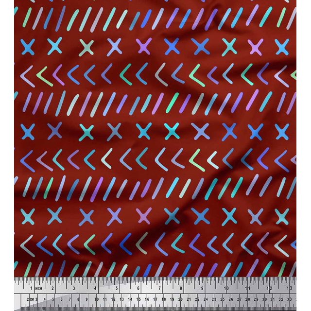 Soimoi Tissu Poly Georgette Rouge Symbole Mathématique Tissu Imprimé par la Cour 52 Pouces de Large