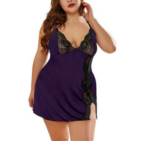 

Plus Size Women Lace Lingerie Sleepwear Nightdress Sling Suspenders Dress