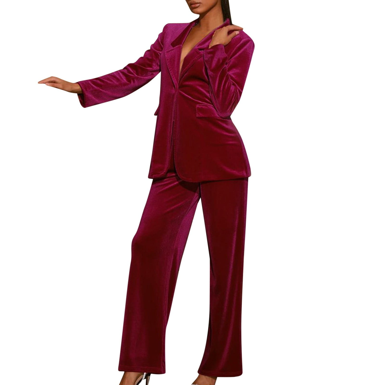 FAKKDUK Elegant Business Suit Sets for Women Pants Suits for Women Dressy 2  Piece Casual Plus Size Open Front Blazer Pant Suit Set Wedding Prom Work