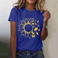 thumbnail image 2 of Outfmvch Tops for Women Trendy Spring Tops for Women 2024 Womens Tops Shirts for Women Sunflower Summer T Shirt Plus Size Loose Blouse Short Sleeve Graphic Casual Tees Polyester Spandex Blue M, 2 of 5