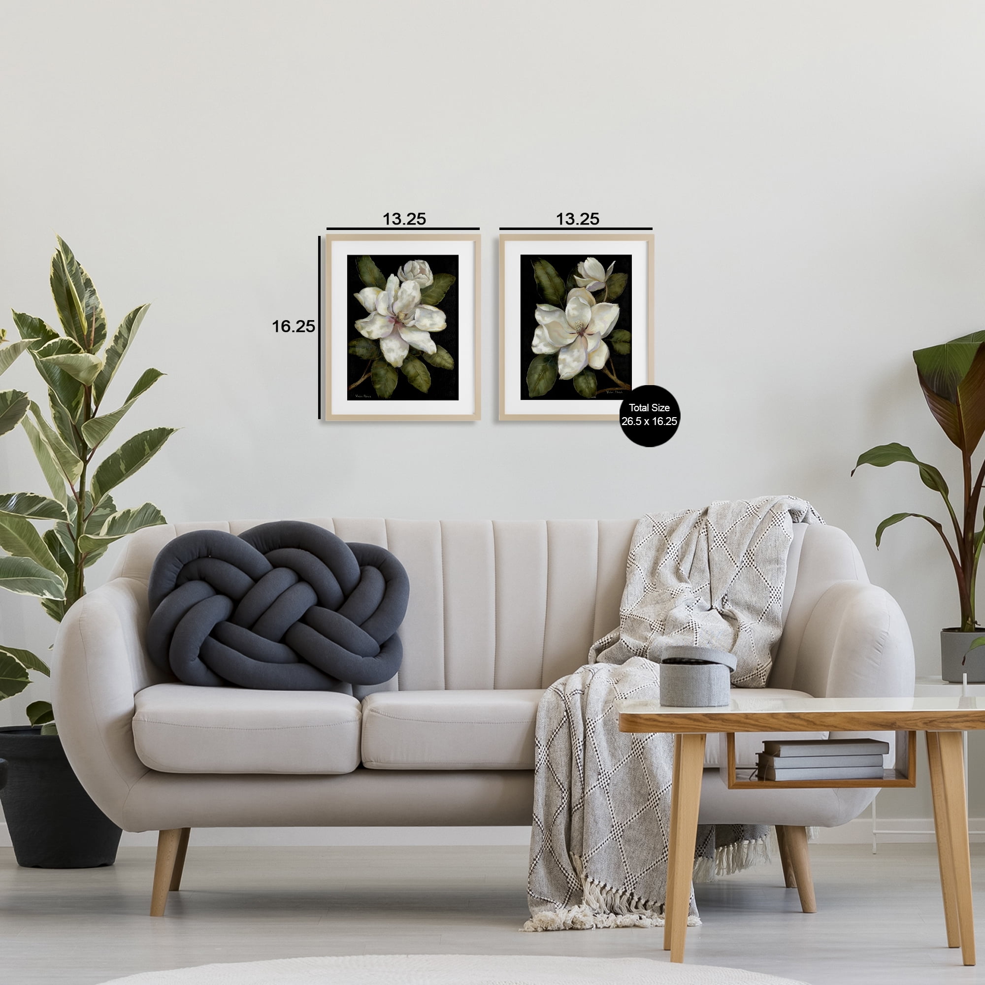 Stupell Industries Magnolia Buds & Blooms 2 Piece Birch Framed Print Under Glass Set, design by Nan