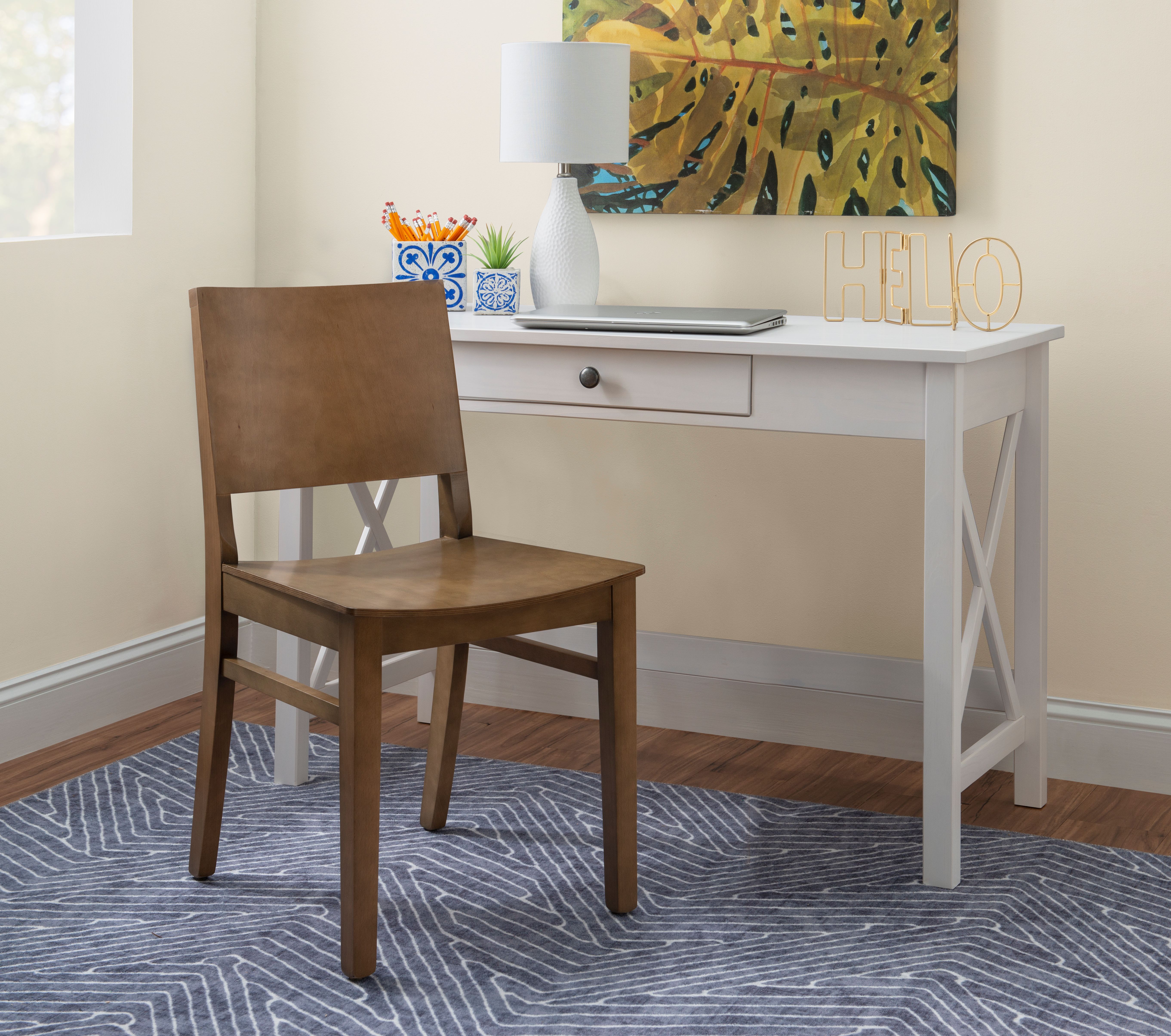 Linon Darcy Mid-Century Dining Side Chair, Set of 2, Natural Finish