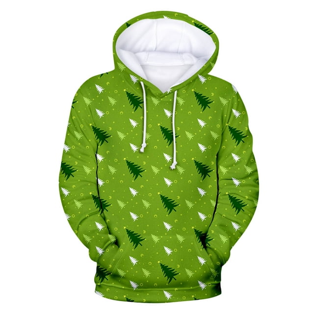 Pull de Noël Décontracté pour Hommes Mode Impression Numérique en Polaire à Capuche