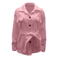 thumbnail image 4 of Lixiuxyad Women's Casual Jackets Elegant Plus Size Trench Coat Long Sleeve Wrap Belt Blend Overcoat For Autumn Winter Fashion Outerwear Pink, 4 of 5