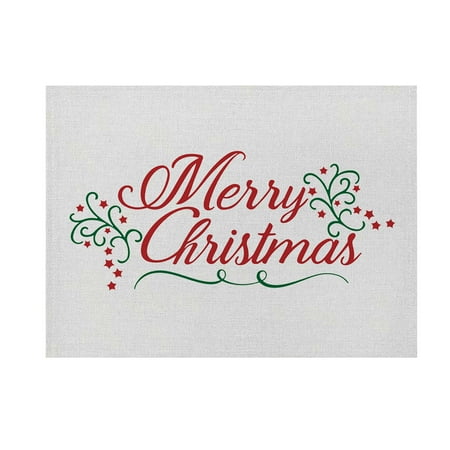 

XIAOFFENN Christmas Decorations Home Decor Christmas Placemat Cotton And Linen Cartoon Printing English Table Mat Holiday Decoration Fall Decorations For Home Gifts