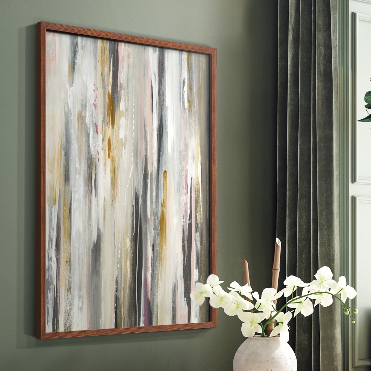 Color Ripple Framed Print in Brown Solid Wood Framed Print No Nail Hanging