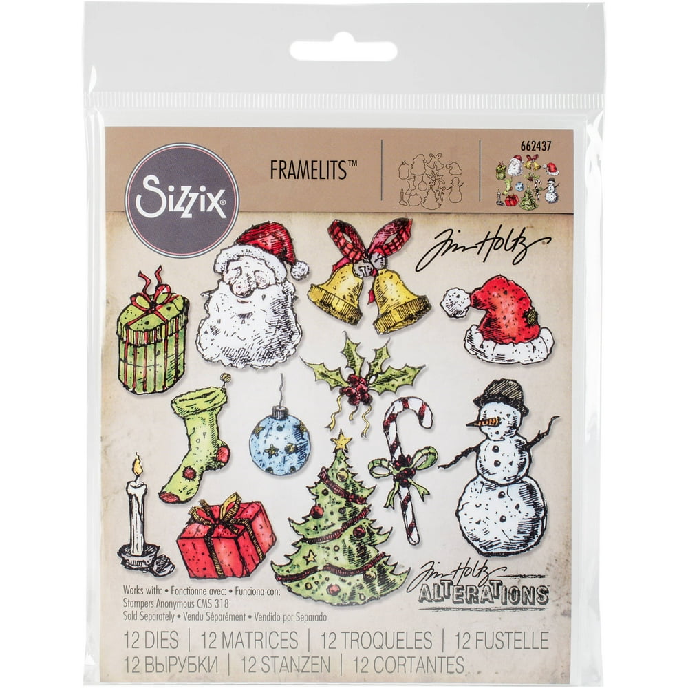 Sizzix Framelits Dies By Tim Holtz 12/Pkg Tattered Christmas  Walmart