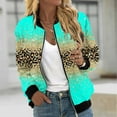 thumbnail image 2 of Herrnalise Women's Bomber Jacket Casual Coat Zip Up Outerwear Windbreaker Floral Prints Overcoat With Pockets Green,XL, 2 of 5
