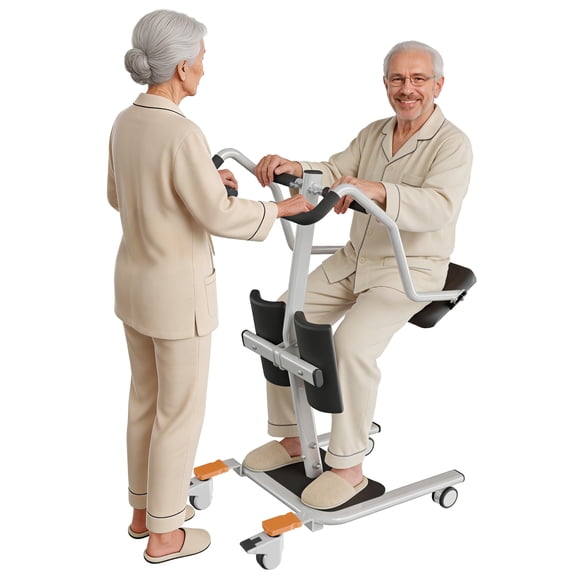 VOCIC Sit to Stand Assist Lift for Seniors, Active Standing Trainer with Split Seat, Upgraded All-Terrain Wheels for Carpet & Narrow Spaces, Widened Base for Easy Toilet Access, AY13