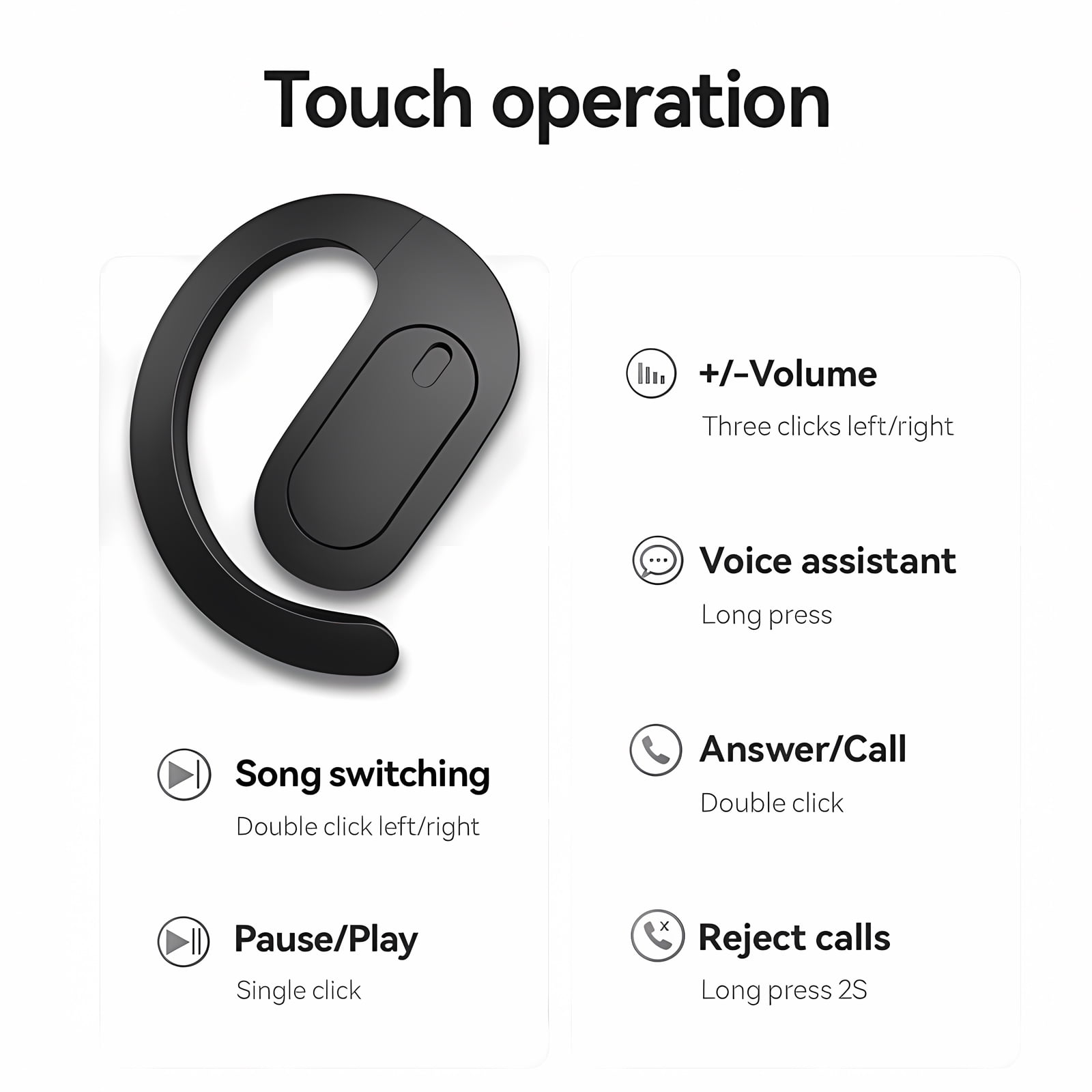CHENRUIDA Wireless Earbuds Bluetooth Headphone Sport, Bluetooth 5.4 Earbud, Noise Cancelling Mic, IP7 Waterproof Headset For Workout/Running（Black）
