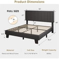 thumbnail image 2 of Honfach Full Size Bed Frame, Upholstered Platform Bed with Velvet Headboard, Wide Bed Legs and Strong Wood Slats Support,Dark Grey, 2 of 7