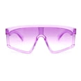 thumbnail image 2 of Kids Child Size Fashionable Flat Top Shield Plastic Pop Sunglasses Purple, 2 of 4