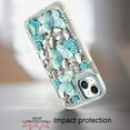 thumbnail image 6 of XPM for Apple iPhone 12 Pro Max 3D Diamond Floral Butterfly Bling Stone Hybrid, Sparkly Rhinestone Gemstone Back Shockproof Phone Case Cover (Blue), 6 of 9
