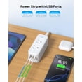 thumbnail image 7 of Avoben 360° rotating flat plug power strip with 6 widely spaced sockets, 2 USB-C ports and 1 USB-A port, 1440J surge protector, 5-foot extension cord, suitable for home, travel and office(Pack of 2), 7 of 7