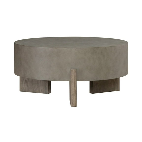 Liberty Furniture Affinity Round Cocktail Table for Living Room - Dusty Taupe Faux Concrete Tops