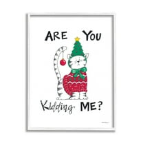 Stupell Industries Cat in Christmas Costume Holiday Painting White Framed Art Print Wall Art, 11 x 14