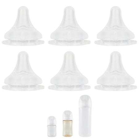 XIRQI Silicone Nipple for Baby Bottle, Size M, Medium Flow, 3M+, Breast Pump Replacement Parts 6 Count