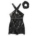 thumbnail image 3 of Alvivi Fringe Dance Dress for Womens Sleeveless Latin Jazz Tango Salsa Tassel Dancewear with Hairband Black S, 3 of 7