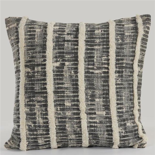 LR Resources PILLO07362GRYIIPL Distressed Hygge Square Throw Pillow - Black & Grey