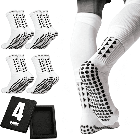 OQRKI Soccer Grip Socks-Set-Grip Socks Soccer White