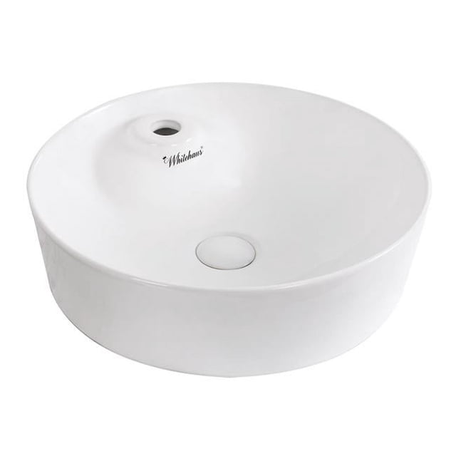 Collection WH71306 Whitehaus Isabella Plus Collection au-Dessus du Bassin de Montage avec Trou de Robinet Simple et Drain Central - Blanc Classique